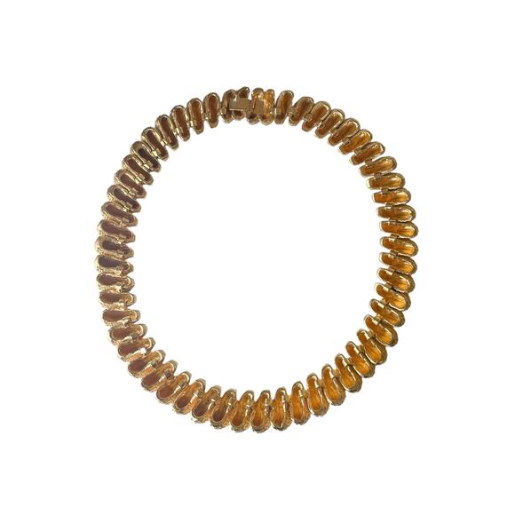 1980s Textured Gold Plate Nugget Sculptural Heavy Collar Choker Necklace - Picture 4 of 6